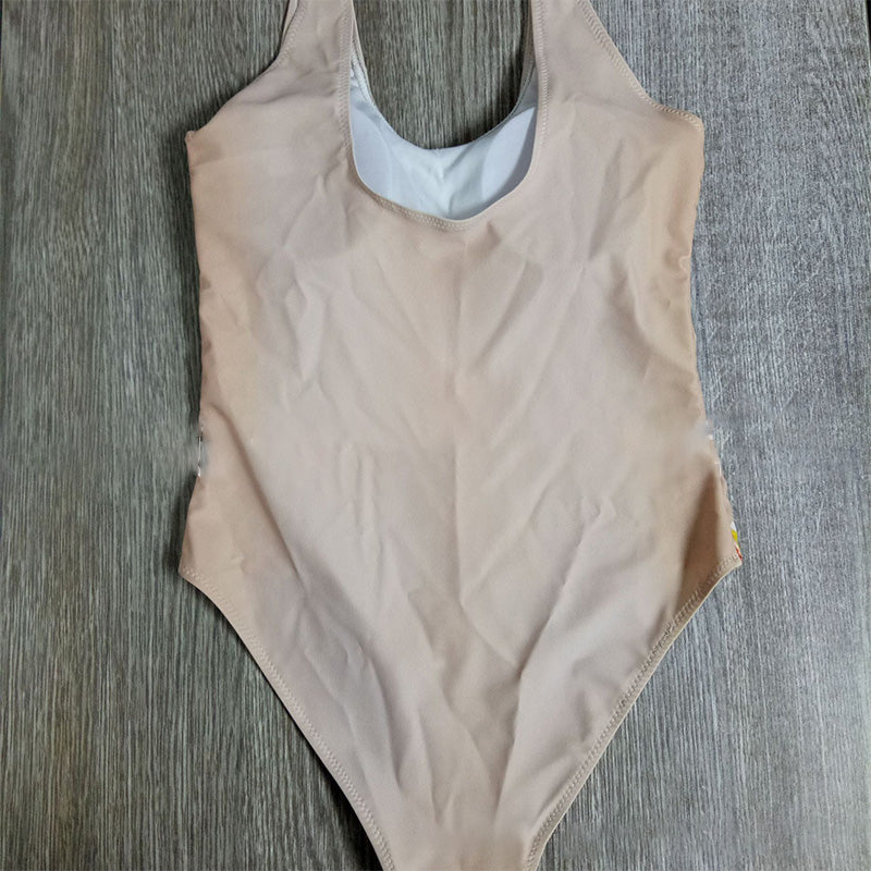 Cute Print Mid Rise Nude Stretch Tank Swimsuit