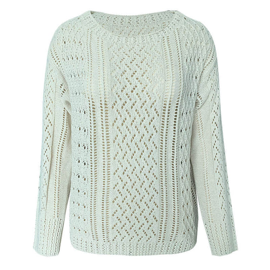 Hollow Out White Pullover Sweater