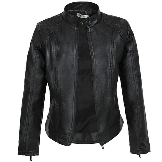 Simple Black Faux Leather Jacket