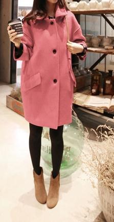 Long Sleeves Lapel Slim Long Woolen Coat - Meet Yours Fashion - 6