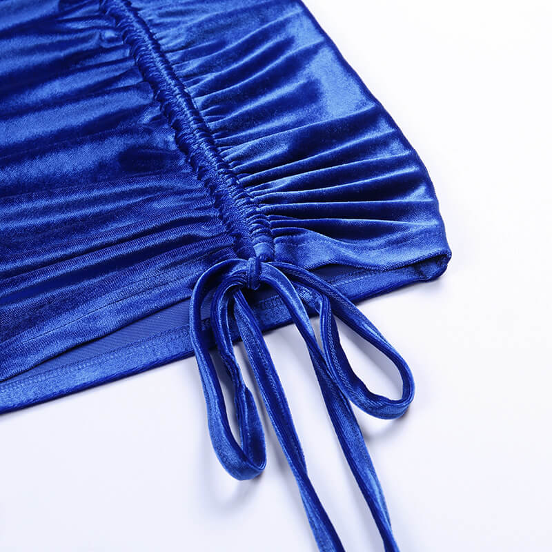 Royal Blue Bodycon Long Sleeve Velvet Turtleneck Dress