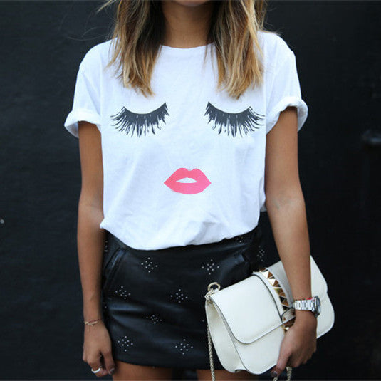Creative Women Plus Size Loose Graphic Lip Print Pullover T-shirt - MeetYoursFashion - 4