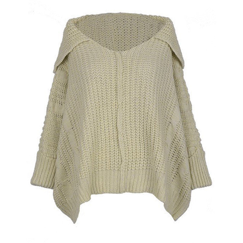 Lapel Pure Color Long Sleeves Irregular V-neck Regular Sweater