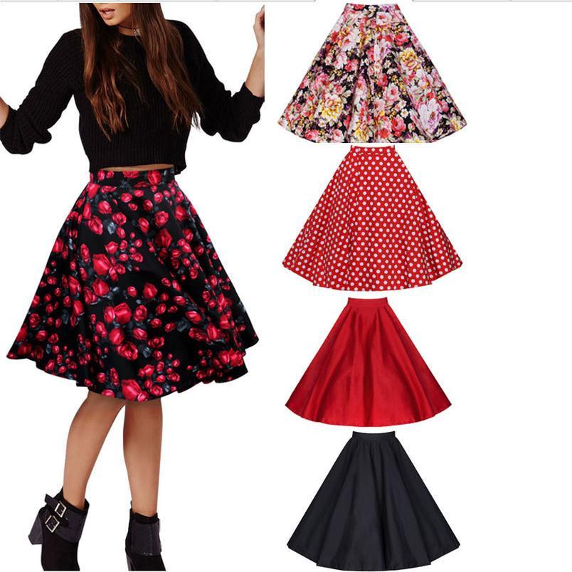 3D Flower Print Flare Ruffled Middle Skirt - Meet Yours Fashion - 3