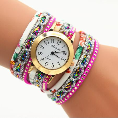 Colorful Print Multilayer Bracelet Watch
