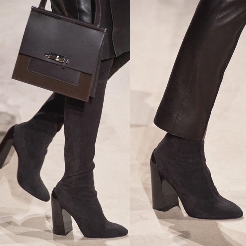 Fashion Suede Chunky Heel Plain Over Knee Boots