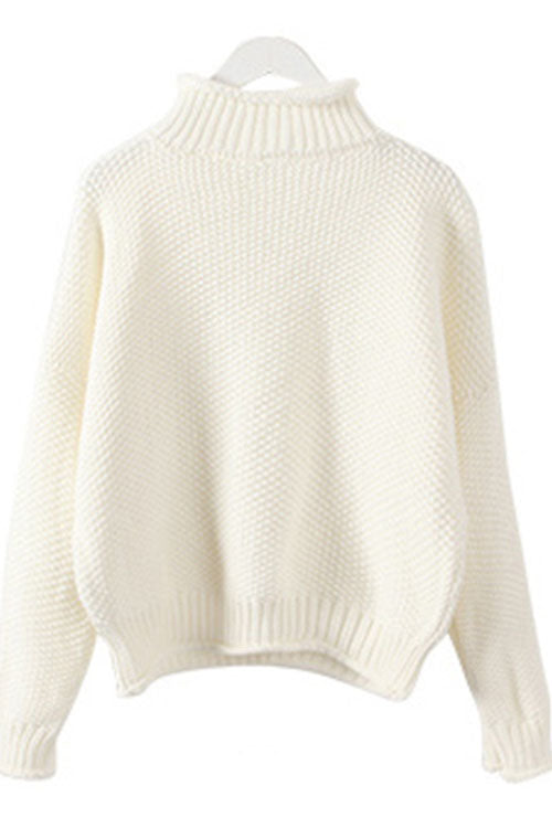 Candy Color High Neck Loose Pullover Sweater