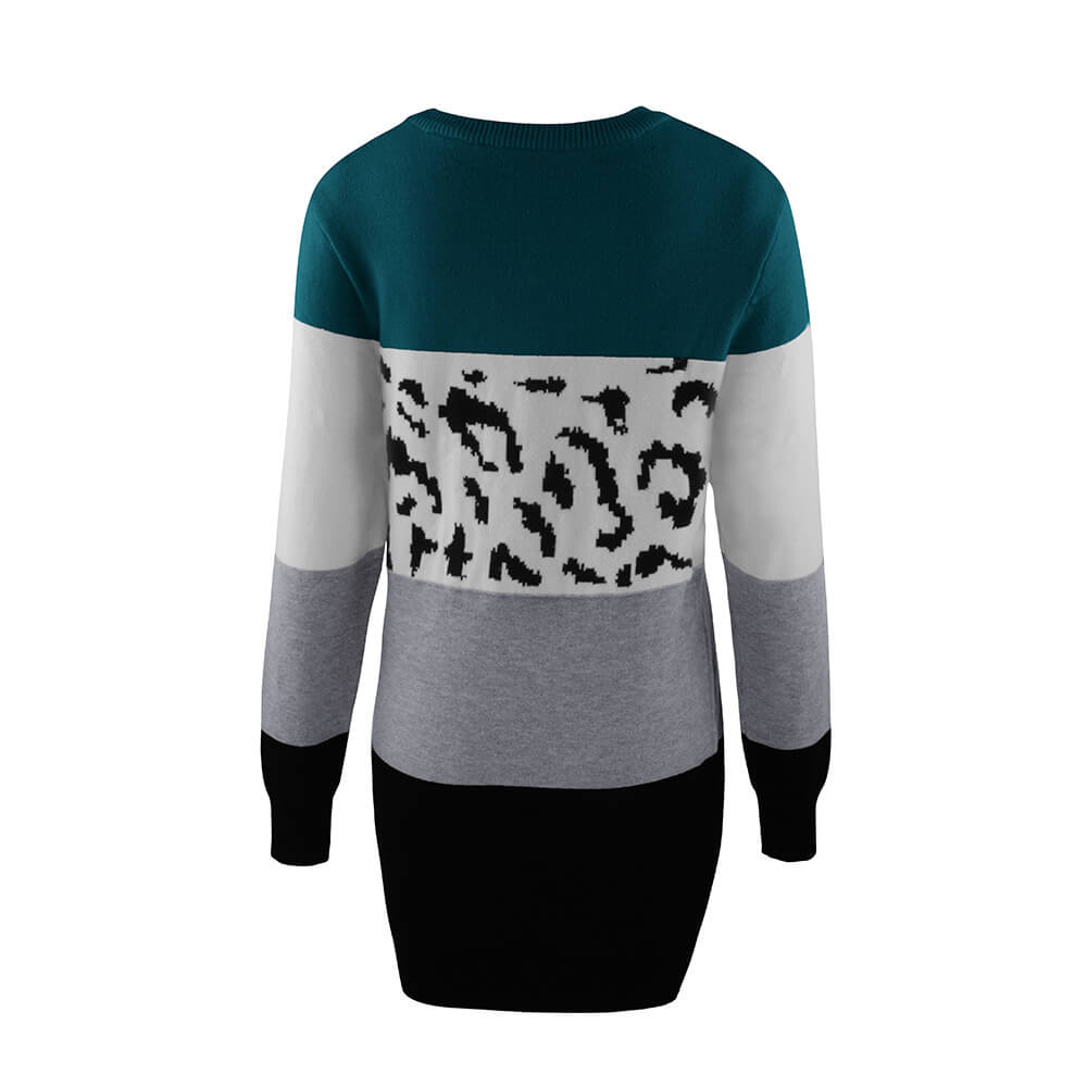 Leopard Patchwork Sweater Dress