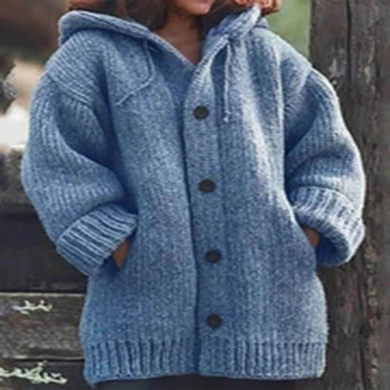 Clearance Hooded ButtonThick Knit Cardigan