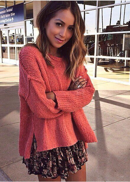 Fashion Asymmetric Scoop Knit Solid Color Sweater - Meet Yours Fashion - 2