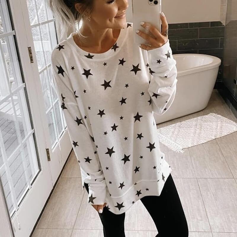 Loose Stars Printed Sweatshirt