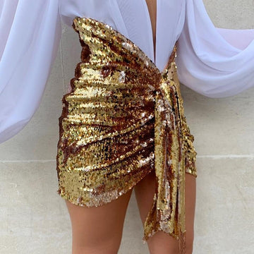 Party High Waist Bodycon Sequin Strap Skirts