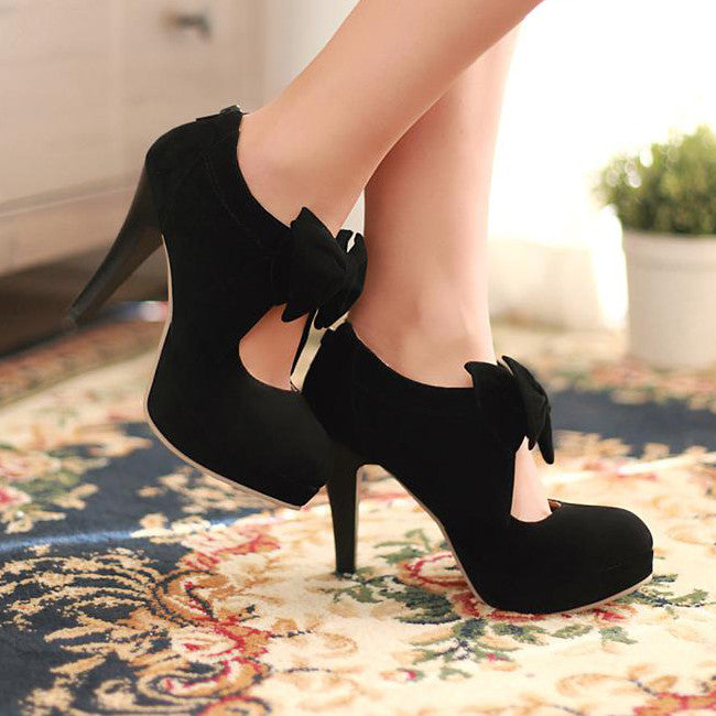 Cute Black Bow knot High Heels Fashion Shoes - MeetYoursFashion - 4