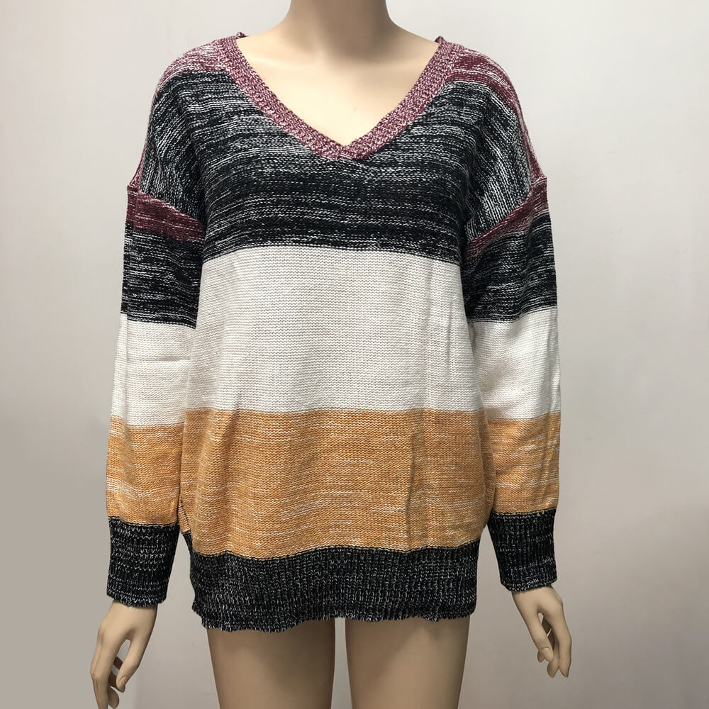 Plus Size Colorblock Knitted Top