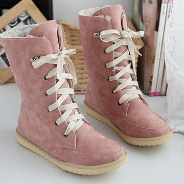Candy Color Round Toe Lace Up Half Martin Boots