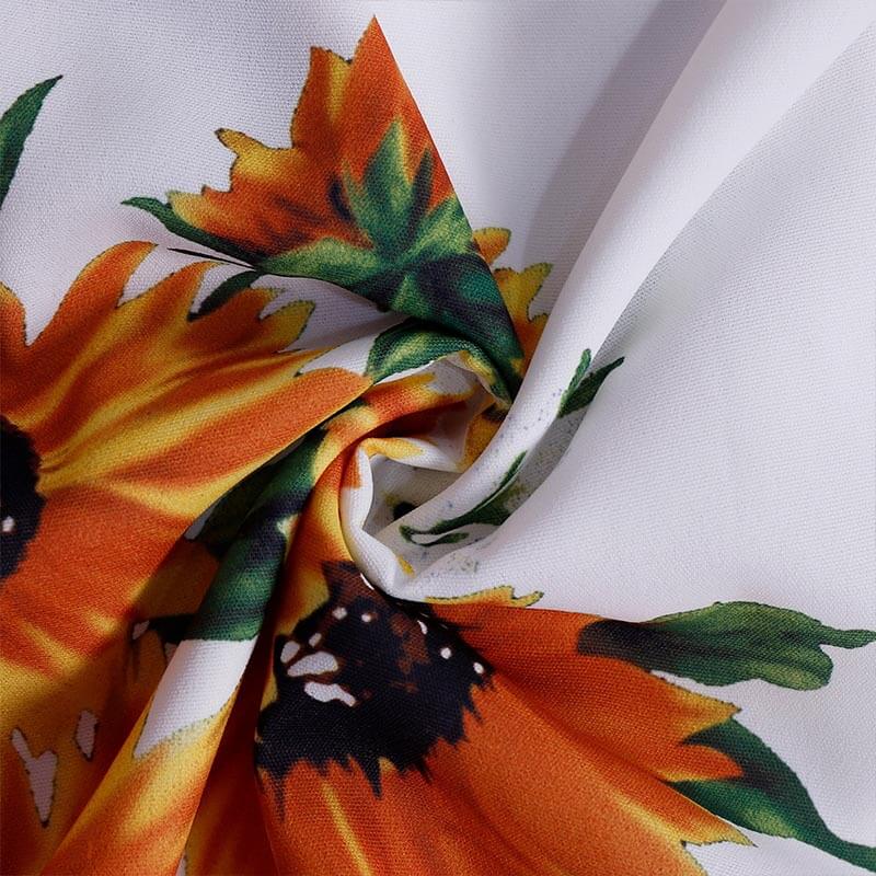 Summer Printed Tie Waist Midi Dress