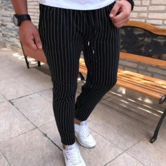 Stripes Plus Size Elastic Waist Skinny Pants