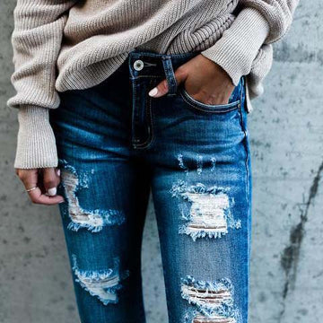 Jeans Skinny Slim-Fit Ripped Pants With Holes