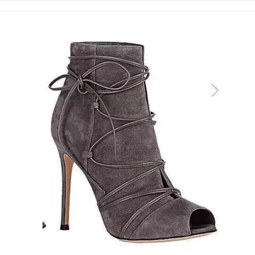 Peep Toe Strap High Heel Suede Ankle Boots