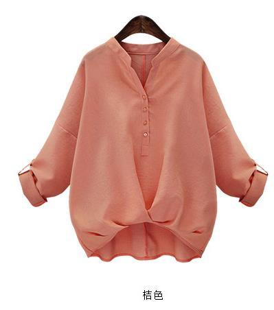 V-neck Pure Color Plus Size Irregular Short Sleeves Blouse - Meet Yours Fashion - 4