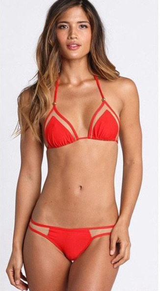 Spaghetti Strap Mesh Triangle Low Waist Bikini Set Swimwear - Meet Yours Fashion - 2