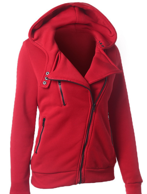 Slide Zipper Pure Color Hooded Lapel Hoodie - Meet Yours Fashion - 1
