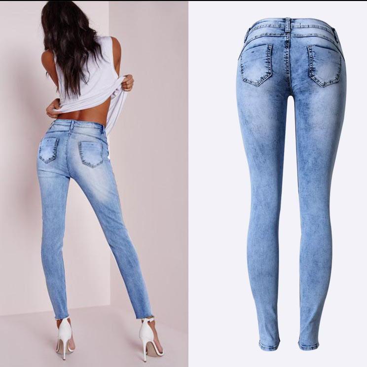Patchwork Low Waist Ripped Skinny Long Jeans - Meet Yours Fashion - 5
