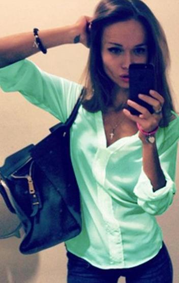 V-neck Long Sleeves Pure Color Slim Blouse Shirt - Meet Yours Fashion - 2