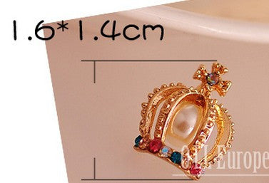 Crown Shape Colorful Rhinestone Stud Earrings - MeetYoursFashion - 5