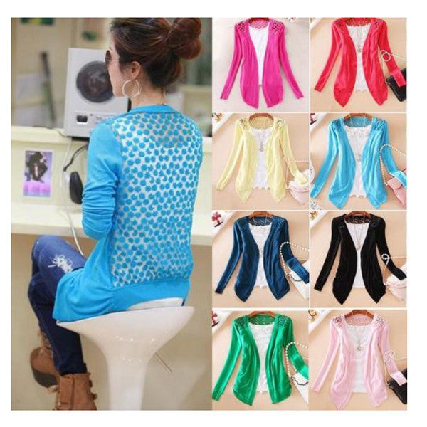 Candy Color Hollow Thin Knitting Blouse - Meet Yours Fashion - 7