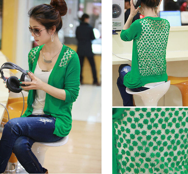 Candy Color Hollow Thin Knitting Blouse - Meet Yours Fashion - 9