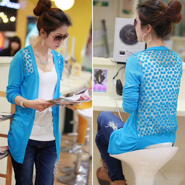 Candy Color Hollow Thin Knitting Blouse - Meet Yours Fashion - 2