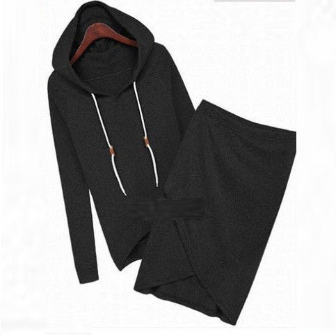 Two Pieces Sports Hoodie Knee-length Skirt Activewear Set - Meet Yours Fashion - 3