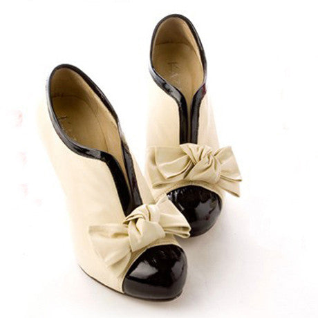 Adorable Bow Design High Heel Shoes in Beige - MeetYoursFashion - 3