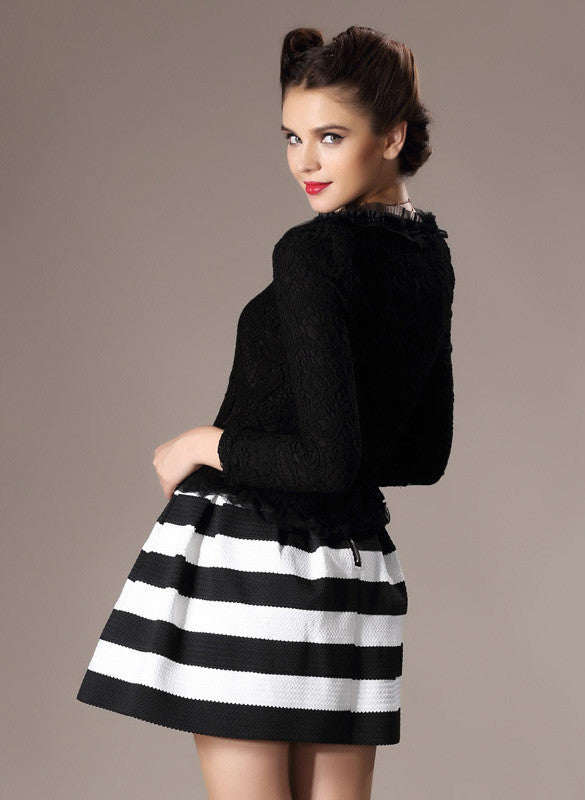 High Waist Stripe Mini Skirt - Meet Yours Fashion - 7