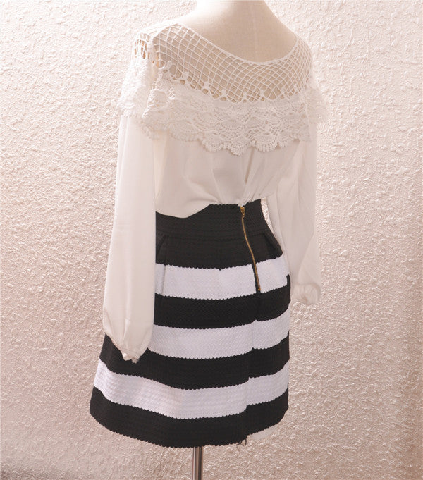High Waist Stripe Mini Skirt - Meet Yours Fashion - 6